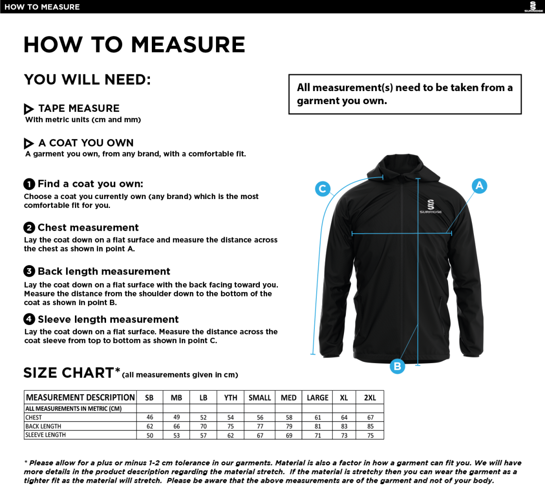 NAILSEA CC - Dual Elite 1/4 Zip Hoody / Rain Jacket : Navy - Size Guide