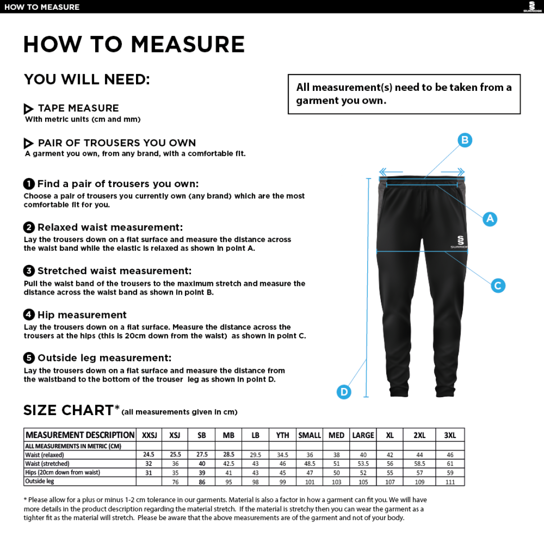 Nailsea CC - Tek Skinny Pant - Size Guide