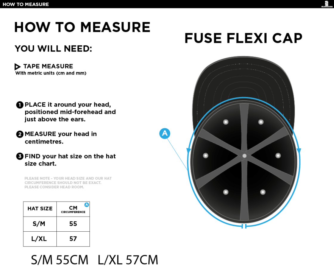 NAILSEA CC - Fuse Flexi Cap - Navy - Size Guide