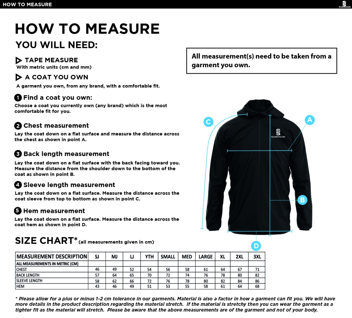 NAILSEA CC - Dual Elite 1/4 Zip Hoody / Rain Jacket : Navy - Size Guide