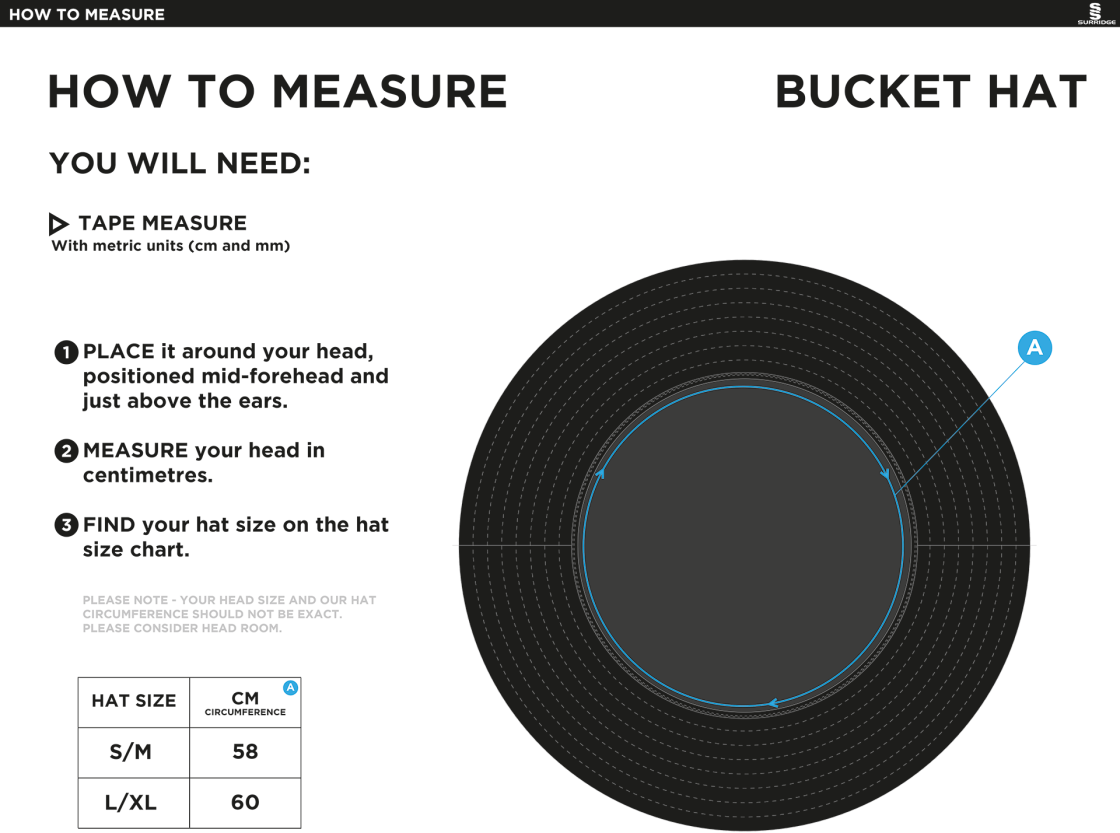 NAILSEA CC Dual Bucket Hat - Navy - Size Guide